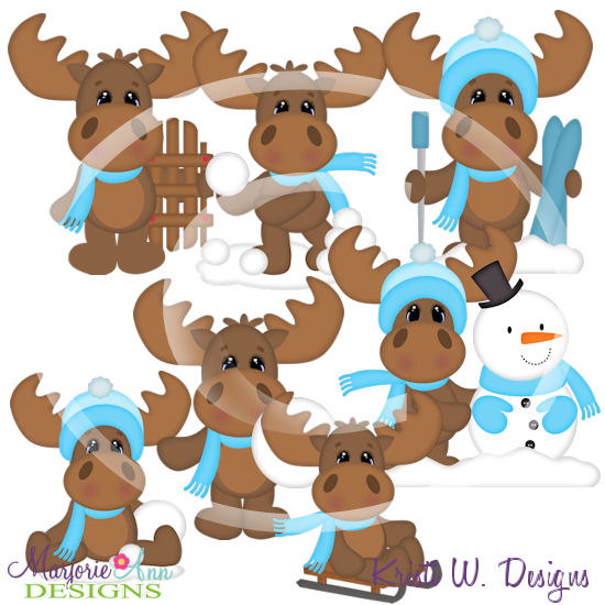Mike The Moose Loves Winter SVG Cutting Files + Clipart - Click Image to Close